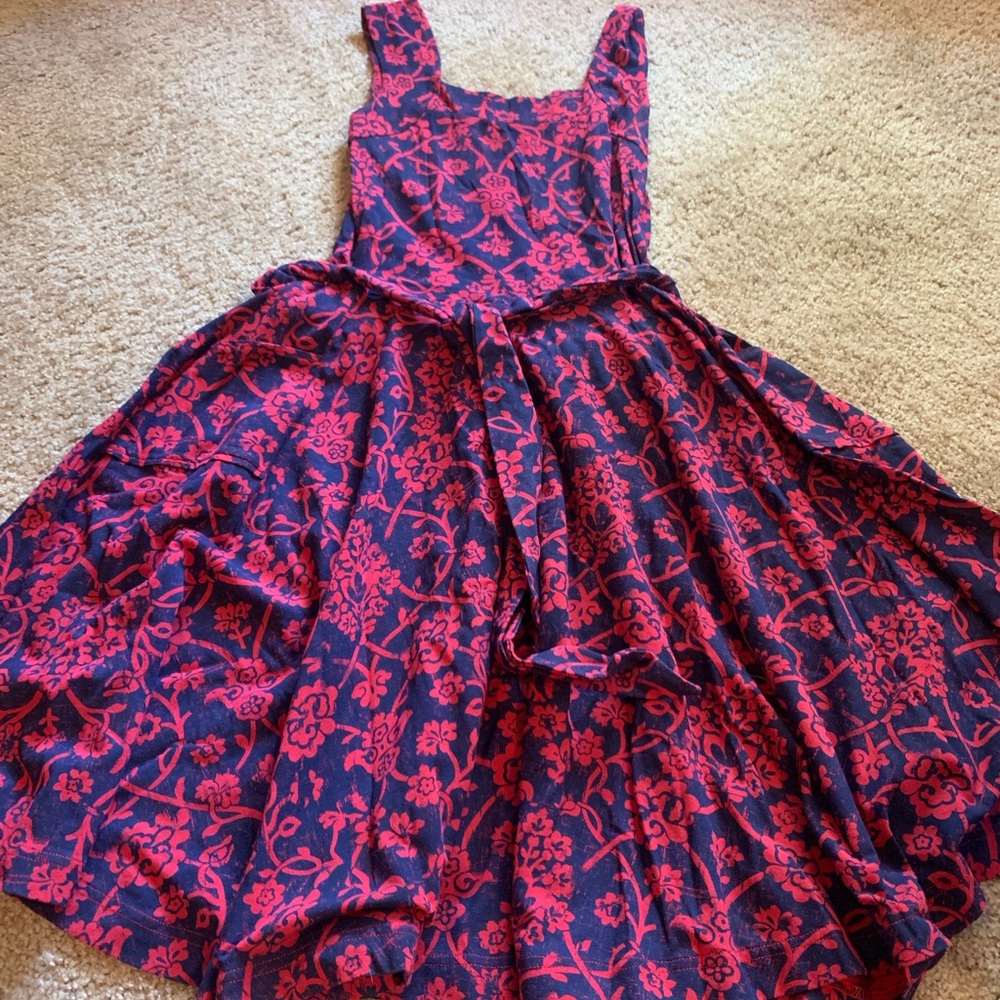 Blue and red sleeveless dress